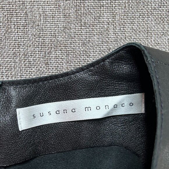 Susana Monaco 100% Lambs Leather Pencil Dress Women's 4 Black Party NWT - Picture 6 of 15